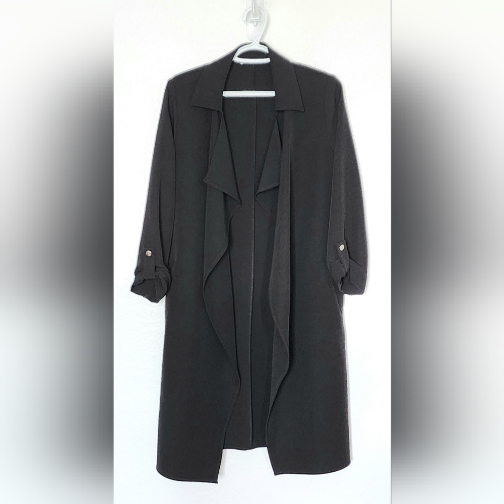 Primark Women's Black, Draped Duster Coat. Size US 4